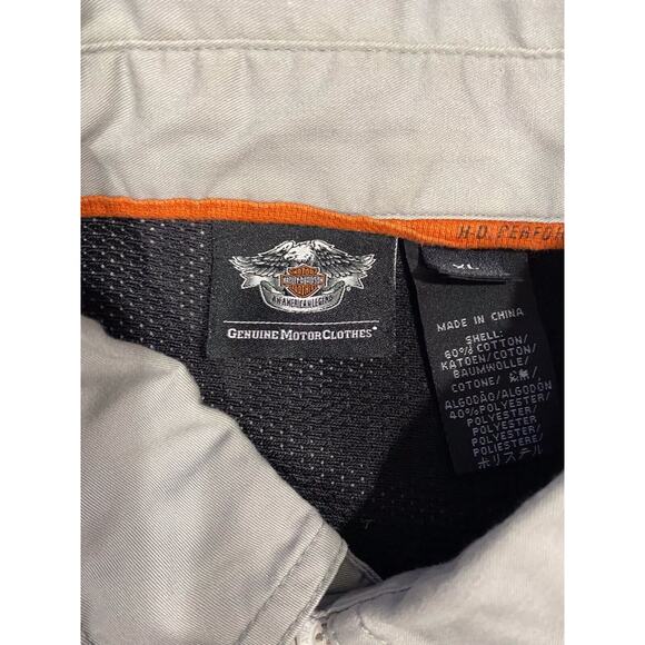 HARLEY-DAVIDSON Men's Mechanic Short Sleeve Button Down Gray Collared Shirt XL - Picture 3 of 15